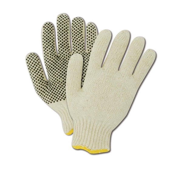 Magid MultiMaster White Machine Knit Gloves with Black Plastic Dots on One Side, 12PK T936P